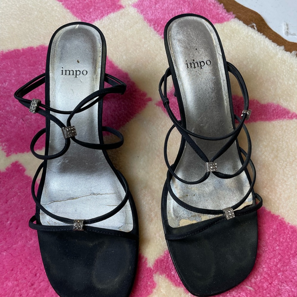 Vintage Impo Black Strappy Heels